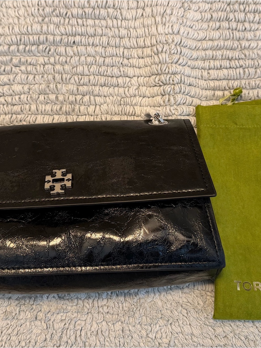 Tory Burch KIRA TURNLOCK Black Leather  Convertible Shoulder Bag NWD & Dust Bag - Picture 4 of 8